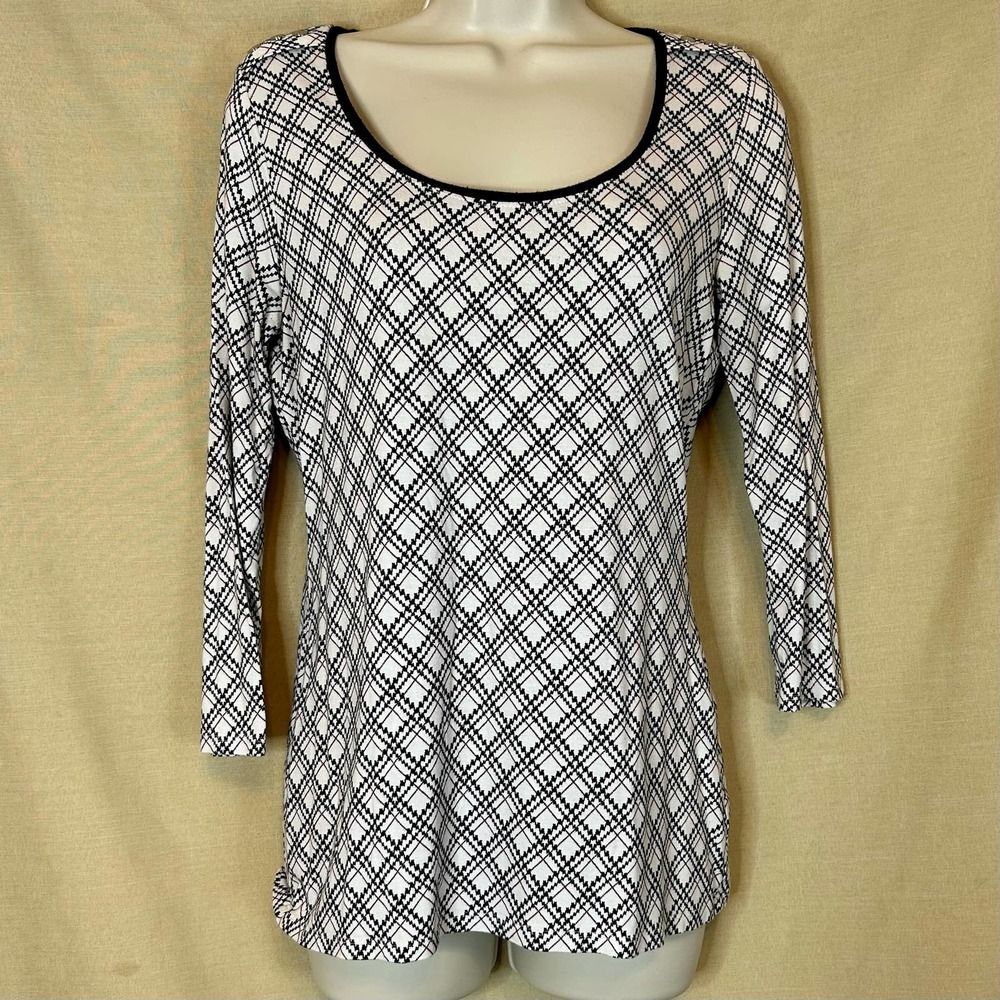 WHBM | Scoop Neck Geometric Pattern Top | Size S
